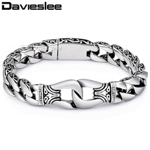 Davieslee Mens Bracelet Chain 316L Stainless Steel Punk Bracelets for Men Curved - £23.90 GBP