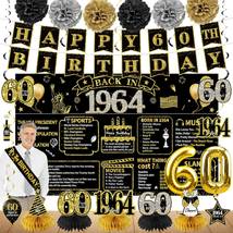 60Th Birthday Decorations for Men Women, 21Pcs Back in 1964 Banner Party... - £30.00 GBP