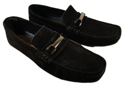 Andrew Fezza Mens Black Faux Suede Buckle Loafers Driving Shoes Size 8.5 Slip On - £15.95 GBP