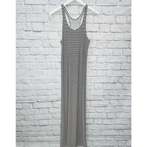 KamaliKulture Womens Black Ivory Striped Maxi Dress Racer Back Size S - $39.55