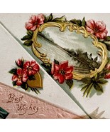 Cottage Victorian Best Wishes Card Postcard 1900s Embossed Germany PCBG11B - $27.34 CAD