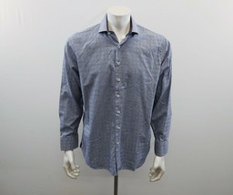 Antonio Valente Men&#39;s Button Up Shirt Size Large Blue Plaid Long Sleeve ... - $10.87