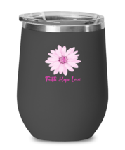 Wine Glass  Tumbler Stainless Steel Funny Faith Hope Love Pink Ribbon  - £26.03 GBP