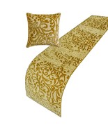 Serene Symphony - Velvet Beige Gold Decorative Bed Runner and Pillow Cover - $1,613.93 MXN+