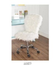 Faux Flokati Armless Office Chair, White - £75.93 GBP