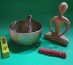 Tibetan Singing Bowl L ANTIQUE Gift set hand hammered 6.5&quot; D  21 oz plus... - £154.08 GBP