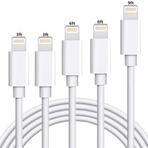 Iphone Charger Cable 5Pack(3Ft/3Ft/6Ft/6Ft/9Ft) Usb Fast Long Iphone Charging Co - £14.93 GBP