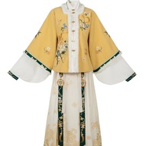 Begonia Floral Embroidered Women Top Shirt Coat Maxi Skirt Winter Faux Fur Hanfu - £459.54 GBP