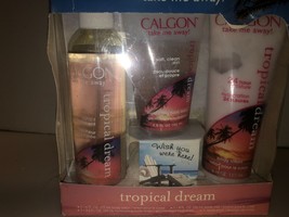 NOS Calgon Take Me Away! Tropical Dream Gift Set-Lotion/BodyWash/Mist/Pouf IOB - £7.97 GBP