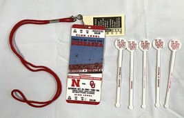 2005 Nebraska Cornhuskers Football Club Ticket Pass Oklahoma + 5 Swizzle Sticks - £19.40 GBP