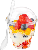 50 Pack 4.8 Oz Plastic Dessert Cups with Lids and Spoons, Parfait Cups w... - $17.38