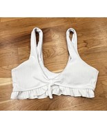 Frankies Bikinis Women’s S White Seersucker Ruffled Padded Tied Bikini Z2 - $28.71