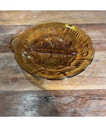 Vintage Amber Glass Divided Candy Nut Dish Mid-Century Modern 1 Handle 8... - €11,34 EUR