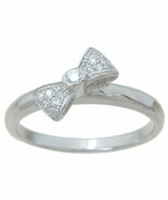 Womens Ladies Delicate Petite 0.05 CT Bow RING Fashion Silver Size 5-9 - $54.16 CAD