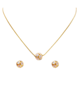 22ct Yellow Gold Fancy Ladies Sparkly Ball 16 Inch Necklace &amp; Stud Earri... - $1,316.01
