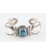 Vtg Sterling Silver Gilbert Tom Navajo Turquoise Cuff Bracelet Unique Pi... - $352.42 CAD