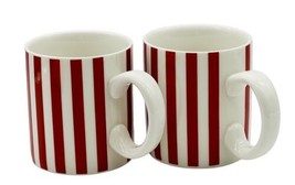 Temptations By Tara Candy Cane Stripe Mug Christmas Lot of 2 Red White 1... - $25.23