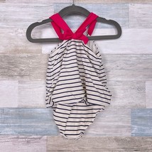 Baby GAP Striped One Piece Swimsuit Blue Ivory Pink Baby Girls 0-6M 0-6 Month - £15.80 GBP