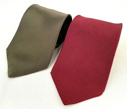 Lot of 2 Neckties-Zylos-George Machado-Red Green-Men&#39;s Formal Fashion - £20.59 GBP