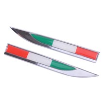 2Pcs 3D Blade  Alloy Italy Italian Flag Both Side  Emblem  Logo Sticker Decal Fi - £83.44 GBP