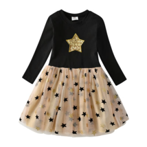 NEW Flip Sequin Gold Star Girls Long Sleeve Christmas Tutu Dress 3-4 - $12.99