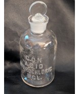 Antique HCL Con Acid Hydrochloric Acid Apothecary Lab Clear Bottle Wheat... - $24.74