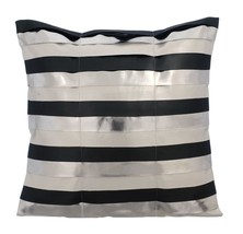 Metallic Faux Leather 16&quot;x16&quot; Silver Throw Pillow Covers, Omg Its Silver - £27.93 GBP+