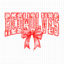 Wolves PNG, Wolves Mascot Floral Toile Red Water Color Coquette Bow, Tea... - $2.50