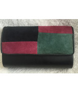 Ande Womans Black Purse Clutch Shoulder Bag with Jewel Tone Suede Accents - £20.40 GBP