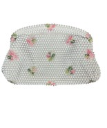 Vintage Lumured Corde White Beaded Handbag Clutch Purse Embroidered Pink... - $635.23 MXN