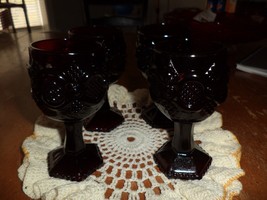 Vintage Avon 1876 Cape Cod Ruby Red Glass (Set of 4) Large Goblets 6" Glasses - $27.99