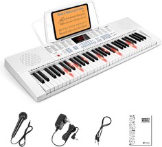 Vangoa Vgk611 Piano Keyboard For Beginner, 61 Keys Electric Keyboard, White - £89.39 GBP