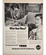 1950 Print Ad York Refrigeration Air Conditioning Man Smokes Pipe &amp; Happ... - £14.90 GBP