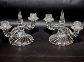 Vintage FOSTORIA COLONY Crystal Double Arm Candlestick Candelabra - Pair Of 2 - £34.78 GBP