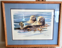 Vintage 1984 Anthony Lo Schiavo Art Print Cal See Otters Ltd Ed 636/975 Signed - £101.93 GBP