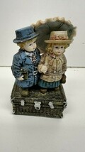Vintage Traveling Victorian Kids Standing on Woven Locker Trunk Figurine - $9.85