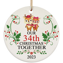Funny Couple Deer Ornament Gift Decor 34th Wedding Anniversary 34 Year Christmas - £12.01 GBP