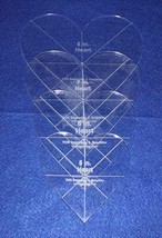 Heart Template 4 Piece Set. 5&quot;,6&quot;,7&quot; 8&quot; - Clear 1/8&quot; Thick w/ Guidelines - £27.28 GBP