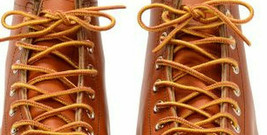 2 pairs KIWI rOund Tan Gold BOOT Shoe LACES 54&quot; for 5 6 eyelets work hiking Lace - £12.51 GBP