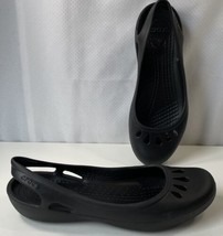 Crocs Womens Kadee Ballet Flats Shoes Black Slip On Cut Out Round Toe Sandal 8 - £14.78 GBP