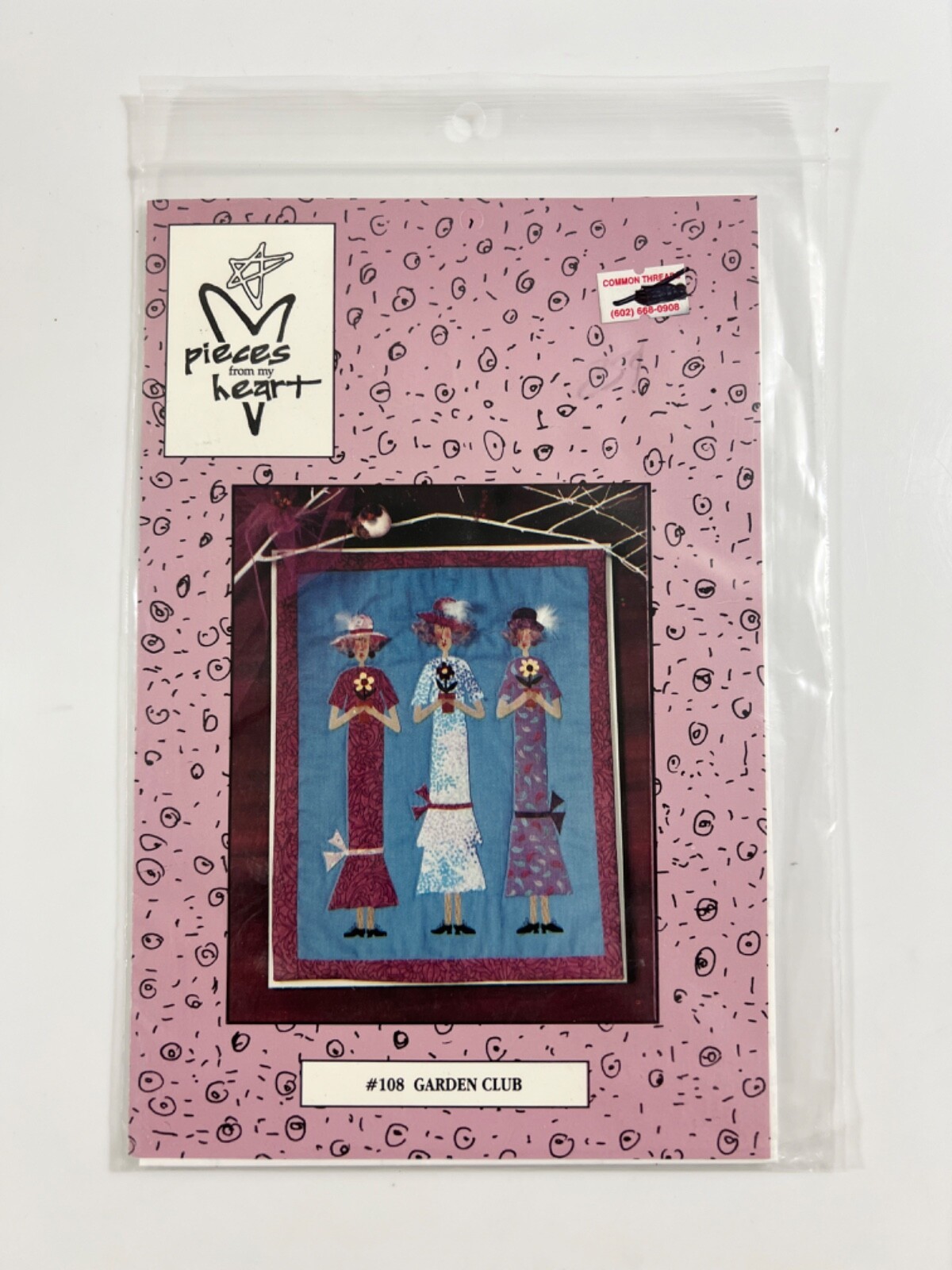 VTG 1992 Pieces From My Heart Wall Quilt Pattern #108 Garden Club 13.5&quot;X17&quot; - $9.89