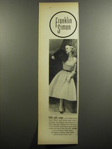 1952 Franklin Simon Jerry Gilden&#39;s Whirl Dress Ad - Little caf crepe - £14.62 GBP