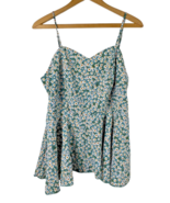 Shein Curve 1X Cami Fit &amp; Flare Peplum Tank Top Chiffon Daisy Floral Swe... - £21.96 GBP