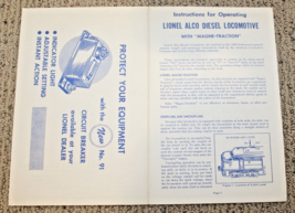 Lionel Postwar #216 Alco Instruction Sheet #216-55 5-58 Nice - £15.13 GBP