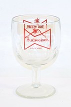 Budweiser Beer Thumbprint Glass Red Bow Tie Goblet Chalice Heavy Glass - $11.88