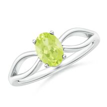 ANGARA Natural Peridot Solitaire Split Shank Ring in Silver (Size-7x5mm) - $208.05+