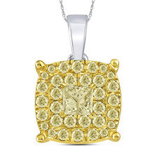 14kt Two-tone Gold Womens Princess Diamond Circle Cluster Pendant 1 Cttw - £1,312.22 GBP