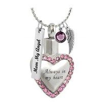 Pink Crystal Always Stainless Ash Urn - Love Charms™ Option - $29.95