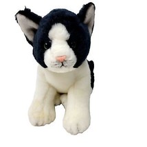 Nat &amp; Jules Black &amp; White Tuxedo Cat Plush Stuffed Animal 2011 Demdaco 8&quot; - £7.89 GBP