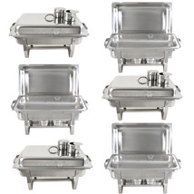 Catering 6 Pack Stainless Steel Chafer Chafing Dish Sets 8 Qt Full Size Buffet - £207.69 GBP